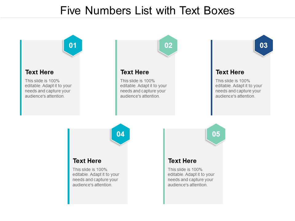 Five Numbers List With Text Boxes Ppt PowerPoint Presentation Infographics Tips