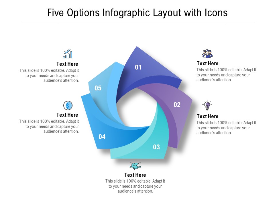 Five Options Infographic Layout With Icons Ppt PowerPoint Presentation Ideas Maker
