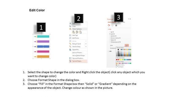 Five Pencils Design Team Work Illustration PowerPoint Template