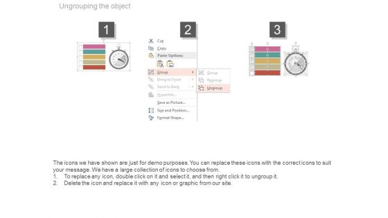Five Points List With Stopwatch Powerpoint Slides