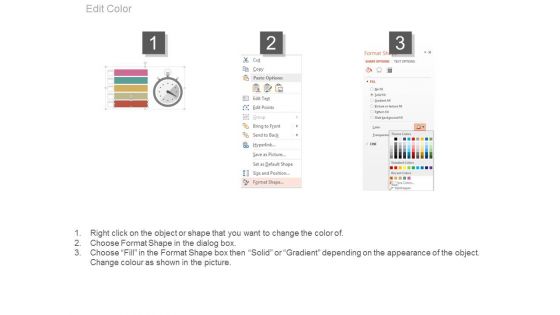 Five Points List With Stopwatch Powerpoint Slides