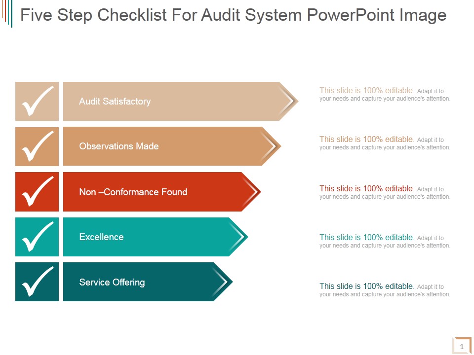 Five Step Checklist For Audit System Ppt PowerPoint Presentation Deck