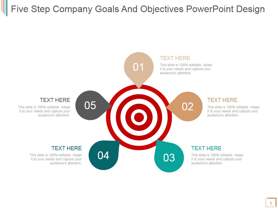 Five Step Company Goals And Objectives Ppt PowerPoint Presentation Example 2015
