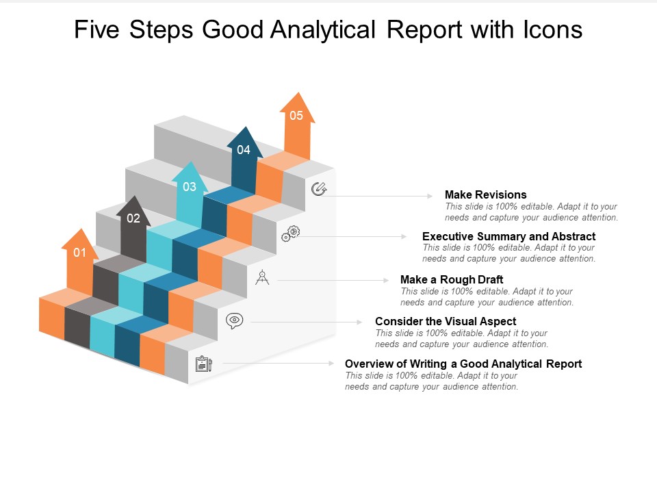 Five Steps Good Analytical Report With Icons Ppt PowerPoint Presentation Professional Graphic Images