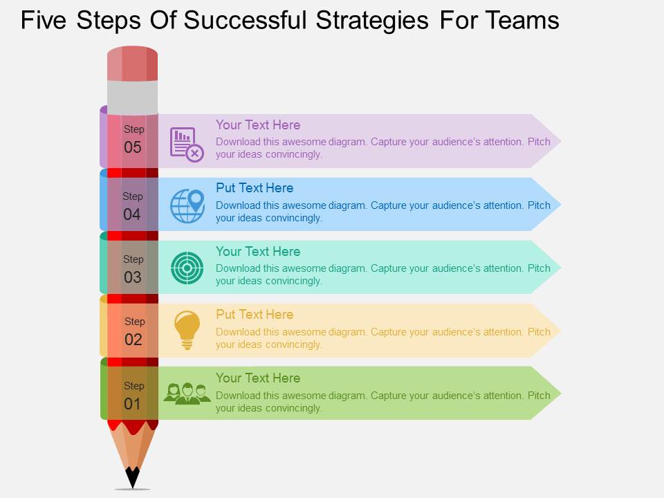 Five Steps Of Successful Strategies For Teams Powerpoint Templates