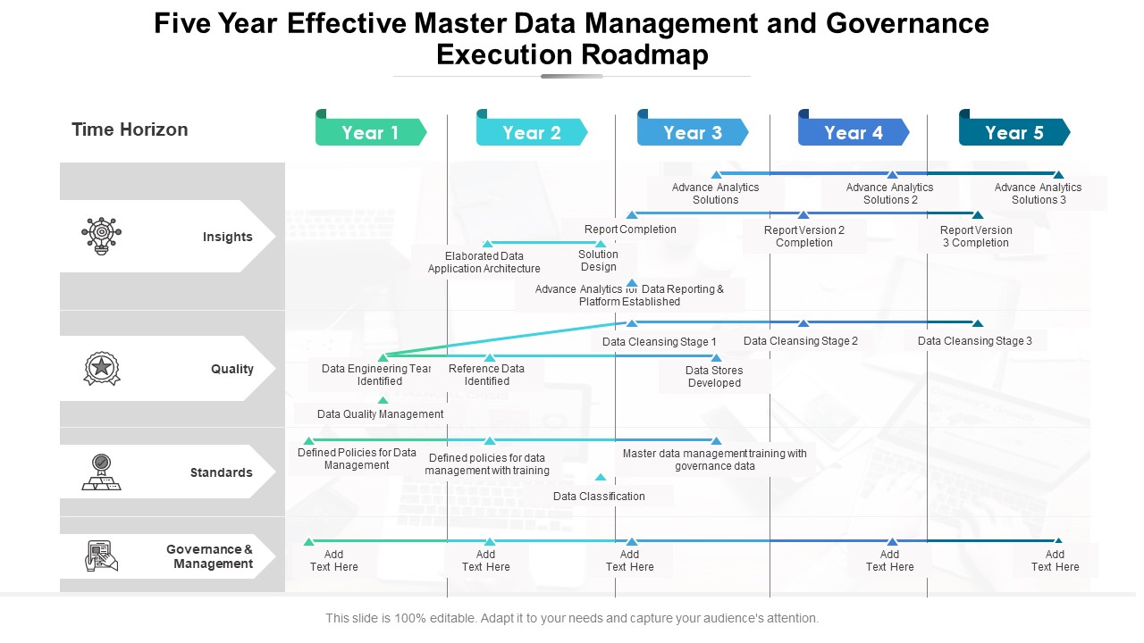 Five Year Effective Master Data Management And Governance Execution Roadmap Formats