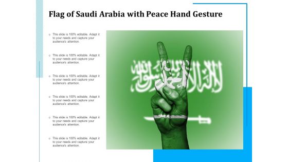 Flag Of Saudi Arabia With Peace Hand Gesture Ppt PowerPoint Presentation Show Deck PDF