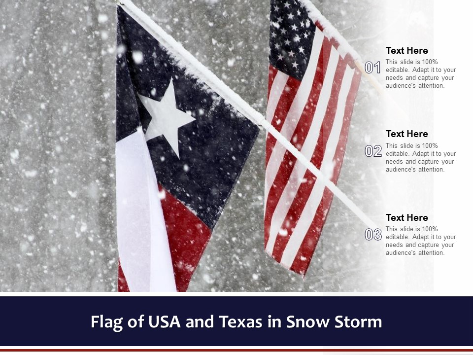 Flag Of USA And Texas In Snow Storm Ppt PowerPoint Presentation Summary Backgrounds PDF