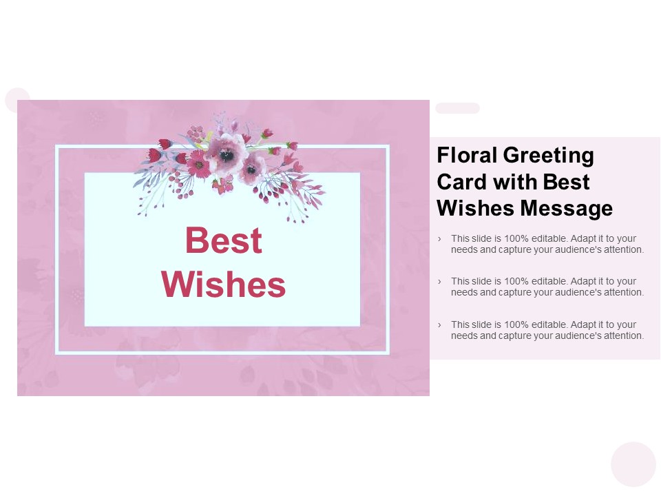 Floral Greeting Card With Best Wishes Message Ppt PowerPoint Presentation Gallery Guide