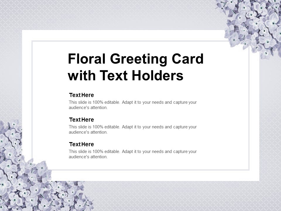 Floral Greeting Card With Text Holders Ppt PowerPoint Presentation Ideas