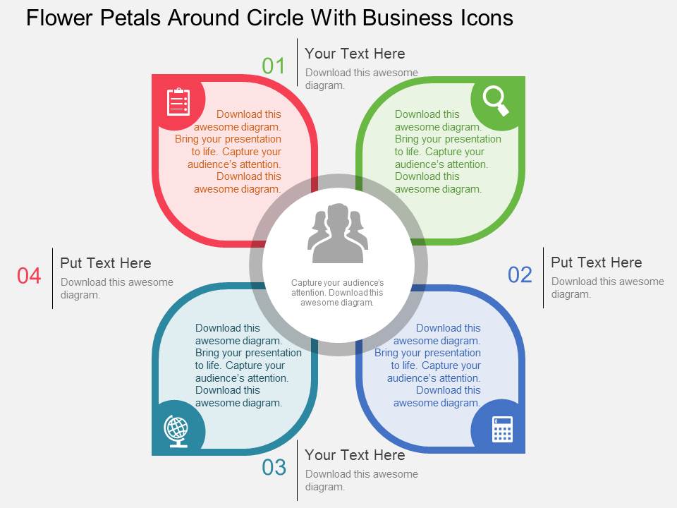 Flower Petals Around Circle With Business Icons Powerpoint Templates