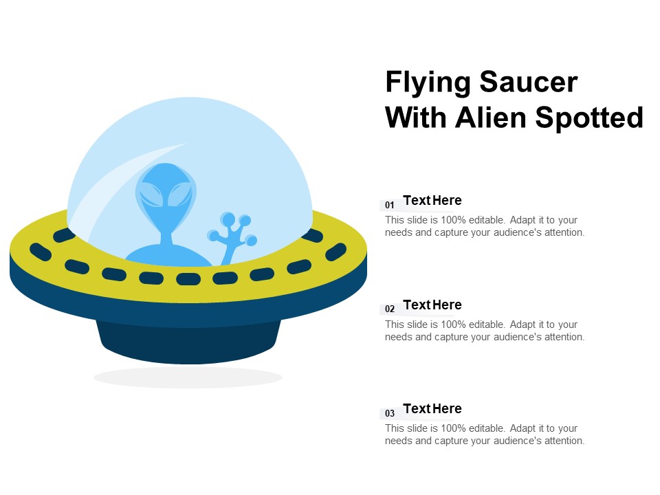 Flying Saucer With Alien Spotted Ppt PowerPoint Presentation Gallery Mockup PDF