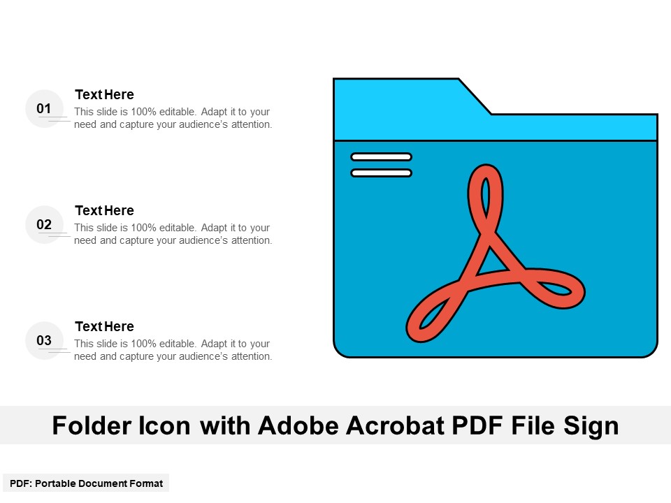 Folder Icon With Adobe Acrobat PDF File Sign Ppt PowerPoint Presentation File Infographics PDF
