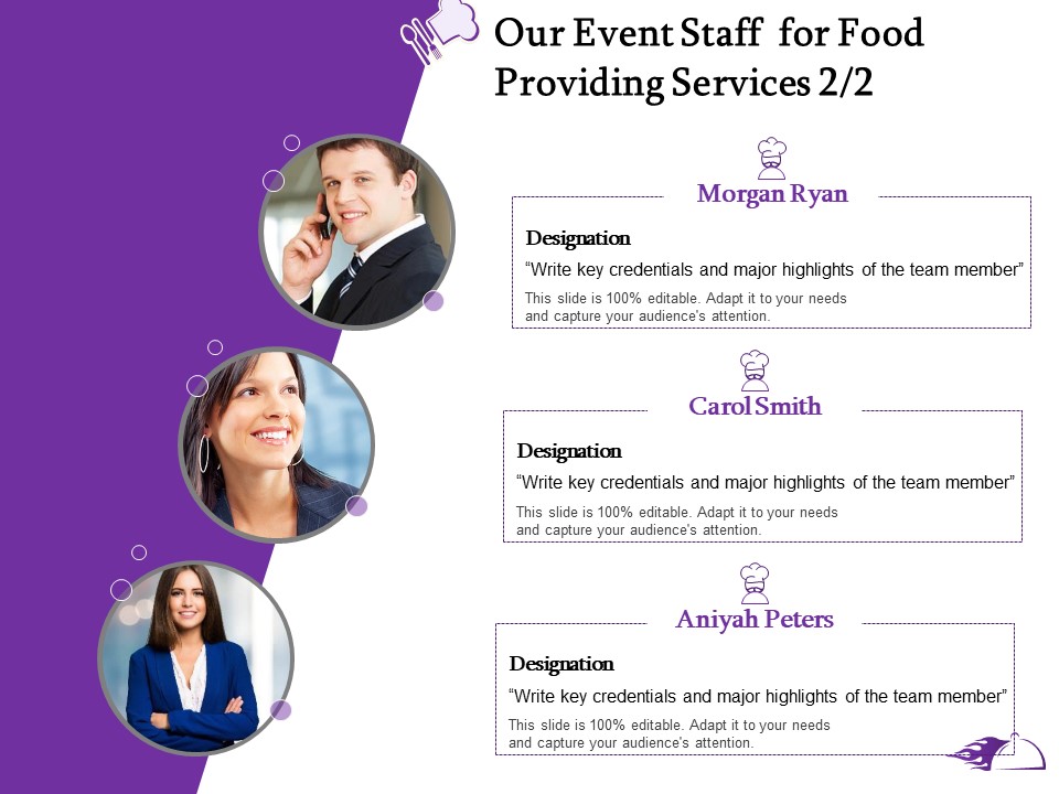 Food Providing Services Catering Menu For Food Providing Services Our Event Staff For Food Providing Services Team Structure PDF