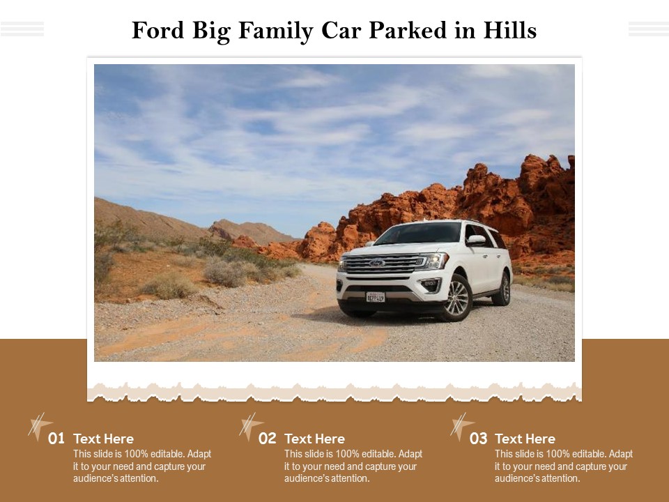 Ford Big Family Car Parked In Hills Ppt PowerPoint Presentation Outline Slideshow PDF