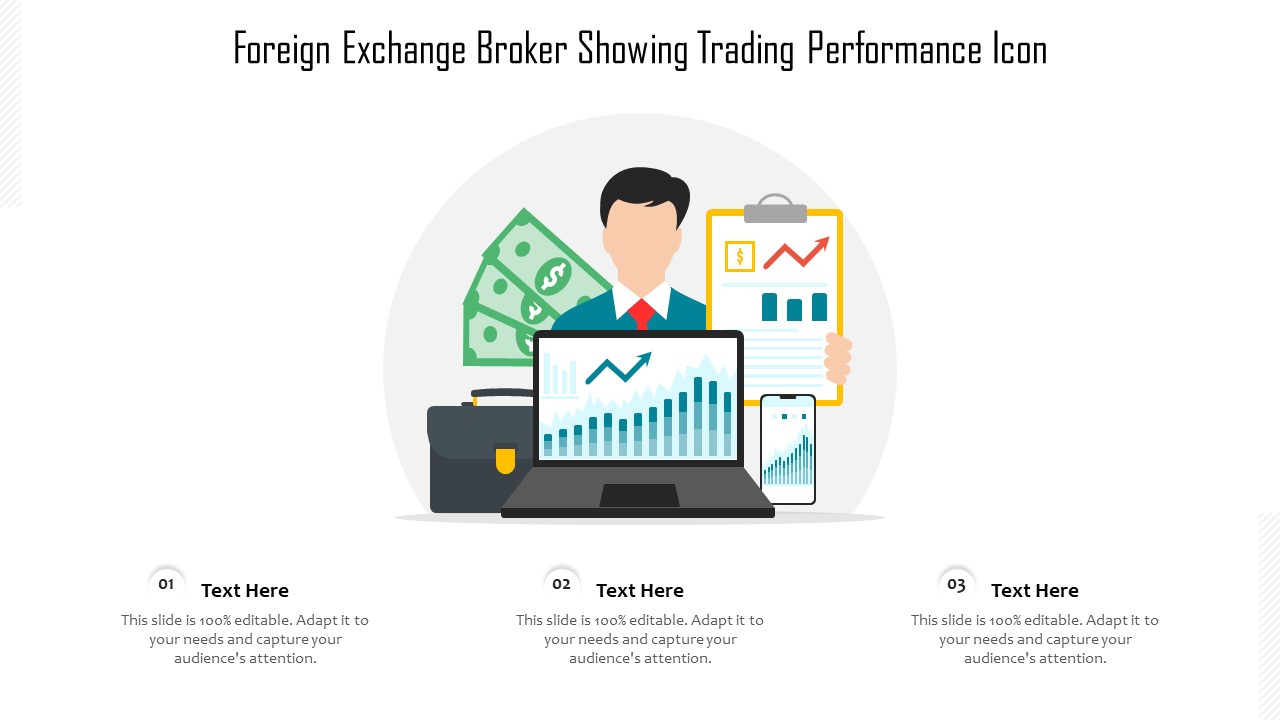 Foreign Exchange Broker Showing Trading Performance Icon Ppt PowerPoint Presentation File Example Introduction PDF