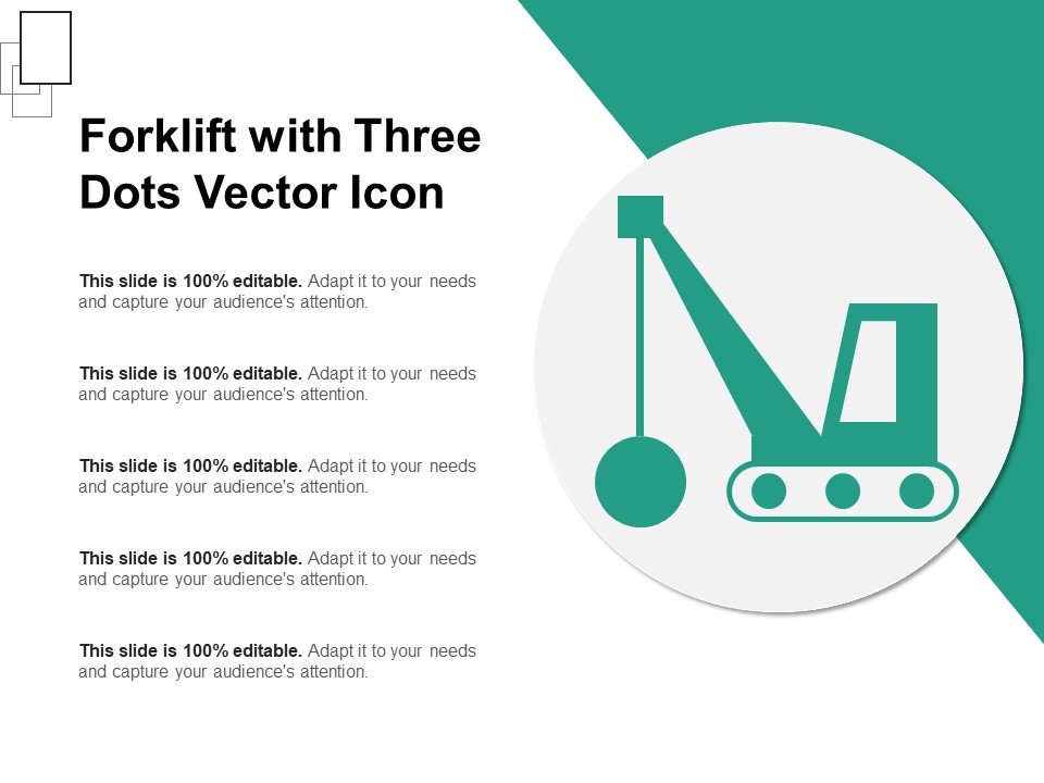 Forklift With Three Dots Vector Icon Ppt PowerPoint Presentation Ideas Background Image PDF