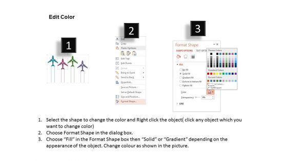 Four Airplanes With Text Tags Powerpoint Templates