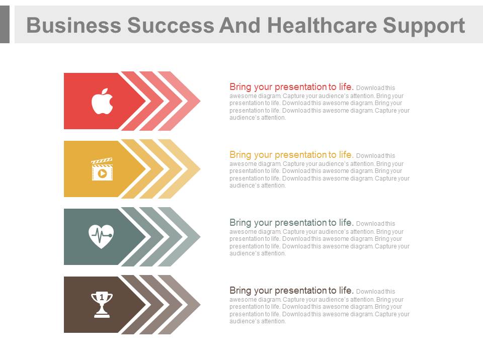 Four Arrows Banners With Business Icons Powerpoint Slides