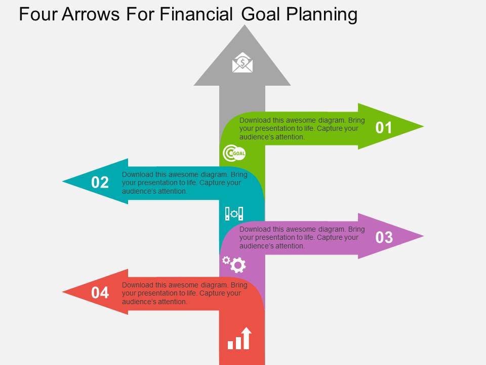 Four Arrows For Financial Goal Planning Powerpoint Template