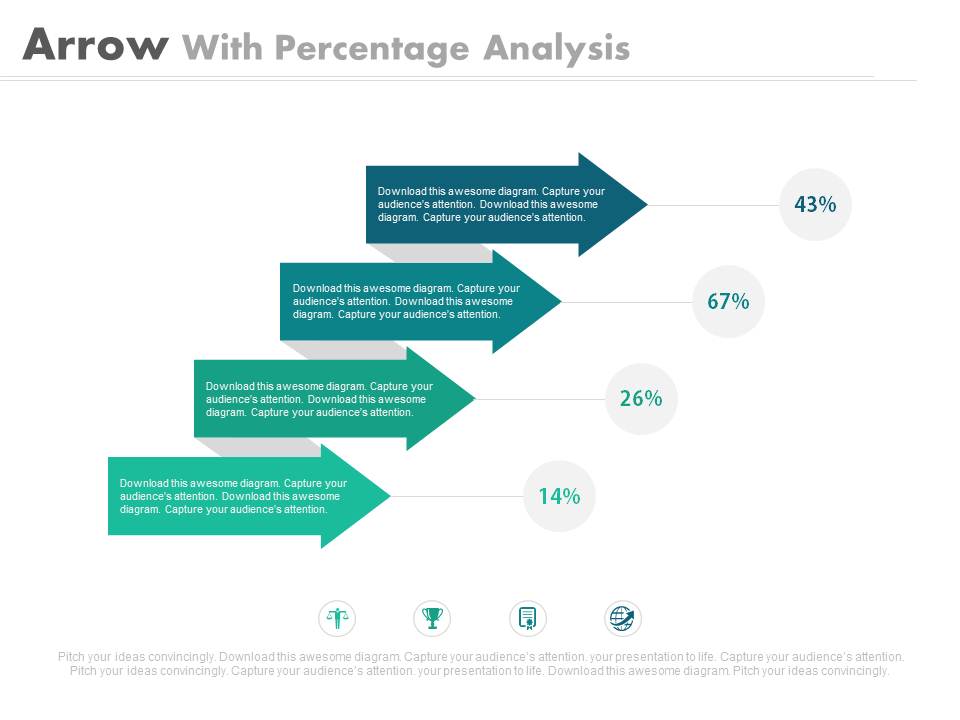 Four Arrows For Percentage Ratio Analysis Powerpoint Slides