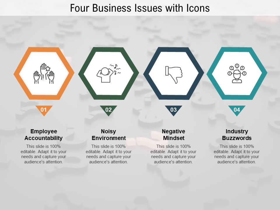 Four Business Issues With Icons Ppt PowerPoint Presentation Gallery Shapes