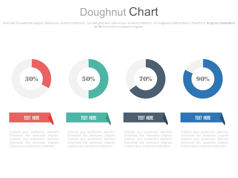 Four Circle Chart With Percentage Ratios Powerpoint Slides