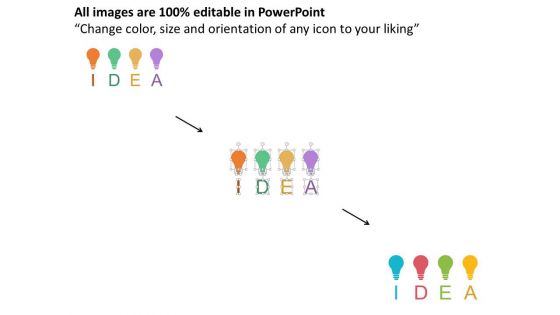 Four Colored Bulbs For Idea Generation Powerpoint Template