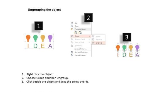 Four Colored Bulbs For Idea Generation Powerpoint Template