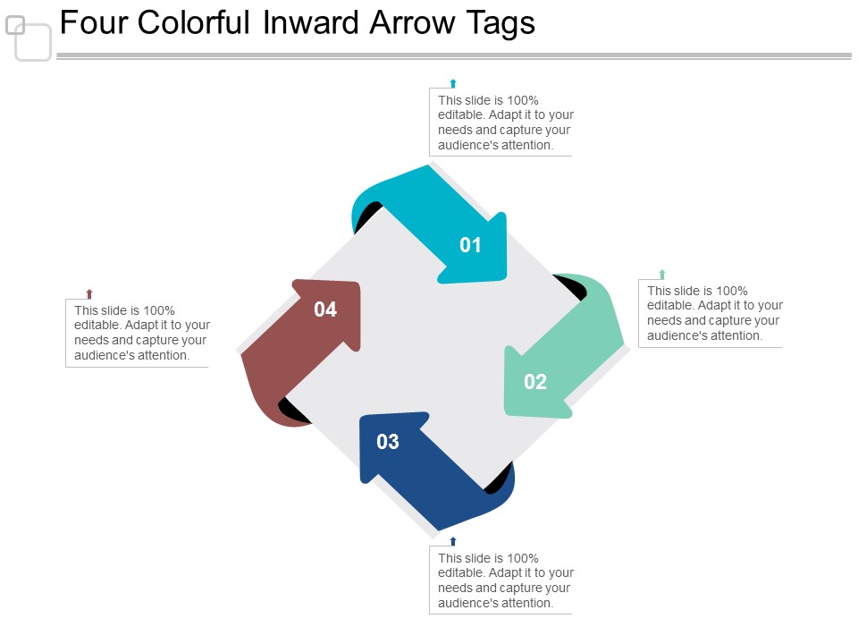 Four Colorful Inward Arrow Tags Ppt Powerpoint Presentation Gallery Rules