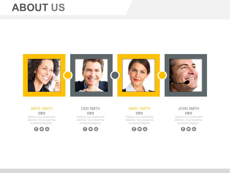 Four Employees Profiles For Introduction Powerpoint Slides
