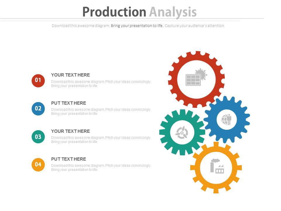 Four Gears Infographics For Advantage Positioning Powerpoint Template
