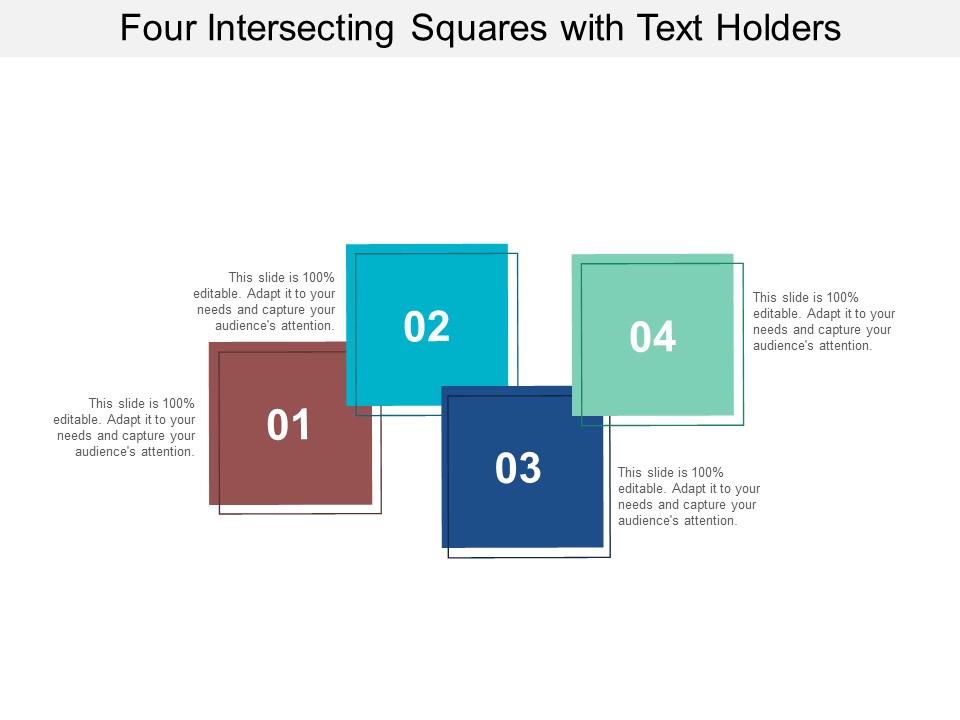 Four Intersecting Squares With Text Holders Ppt PowerPoint Presentation Summary Outline