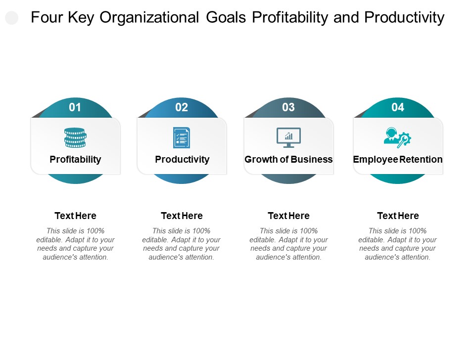 Four Key Organizational Goals Profitability And Productivity Ppt PowerPoint Presentation Layout