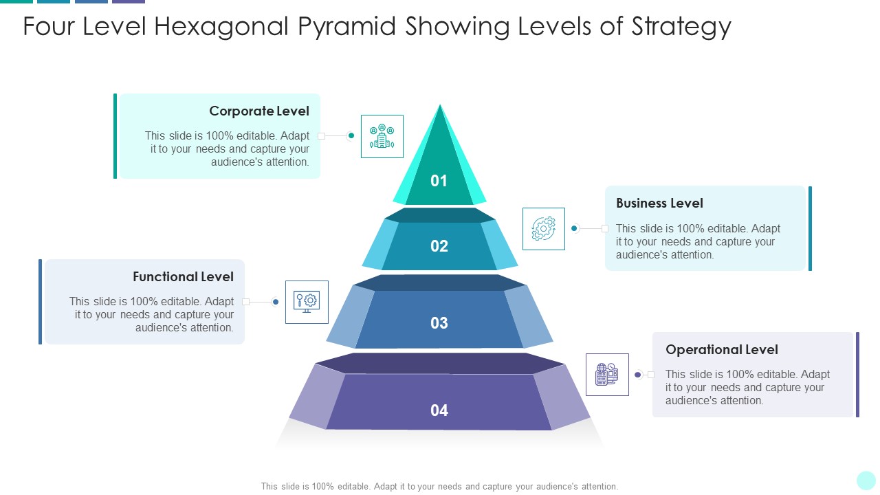 Four Level Hexagonal Pyramid Showing Levels Of Strategy Themes PDF