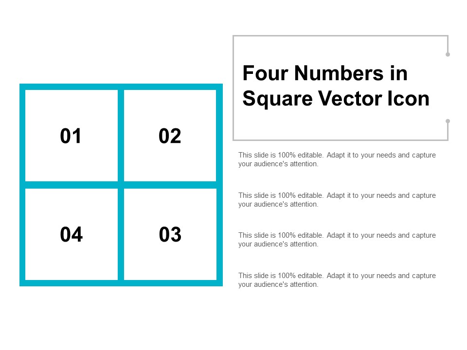 Four Numbers In Square Vector Icon Ppt PowerPoint Presentation Layouts Elements