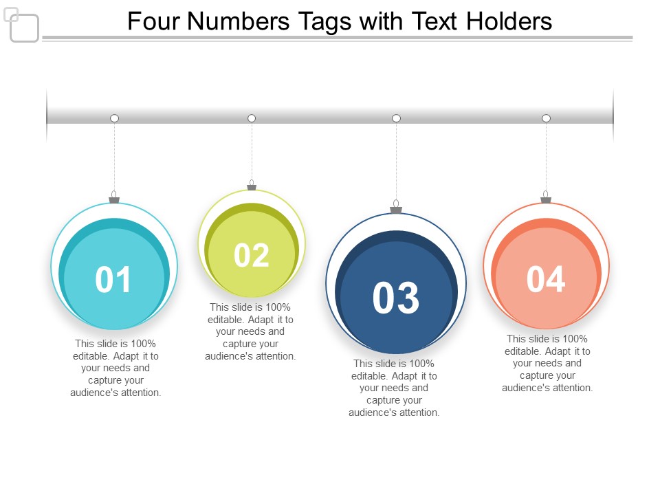Four Numbers Tags With Text Holders Ppt PowerPoint Presentation Ideas Mockup