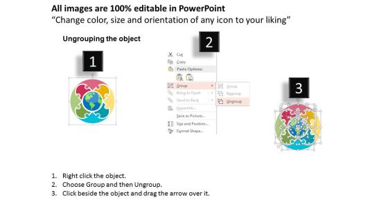 Four Option Infographics Circle With Globe Powerpoint Template