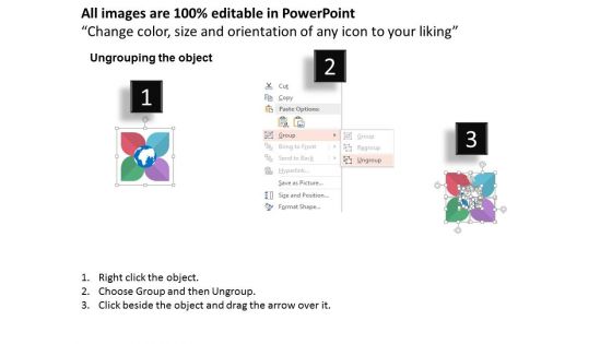 Four Petal Infographics On Globe Powerpoint Template