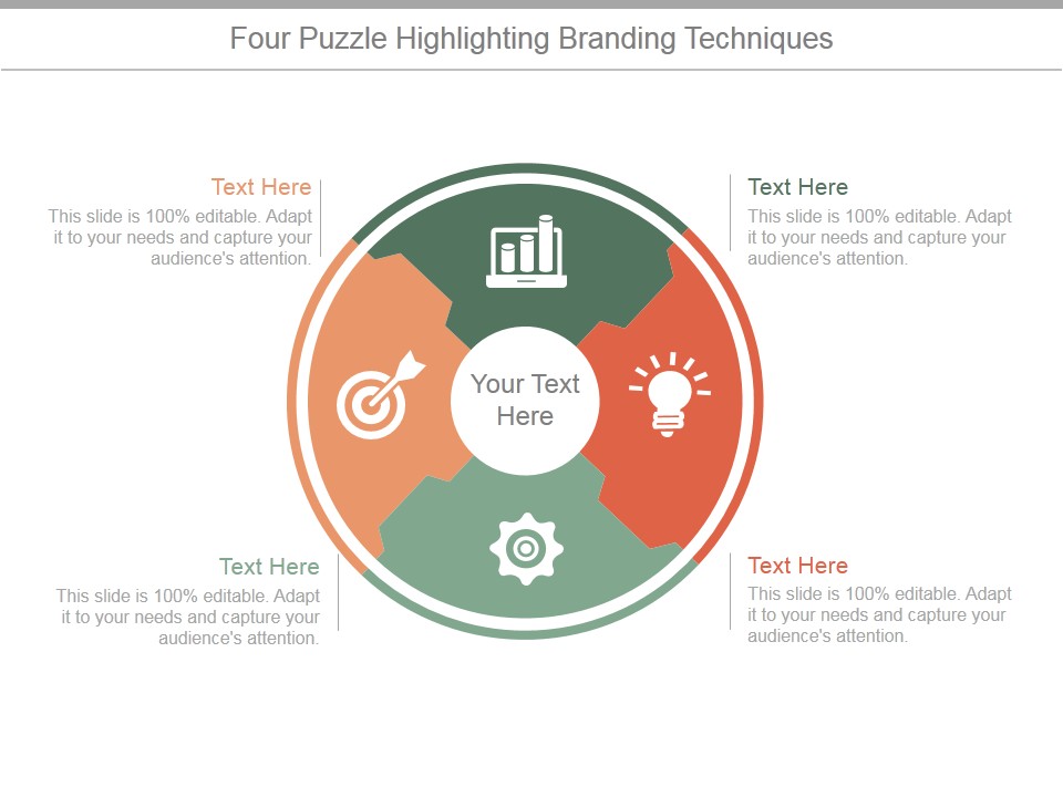 Four Puzzle Highlighting Branding Techniques Ppt PowerPoint Presentation Design Ideas