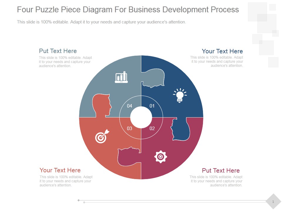 Four Puzzle Piece Diagram For Business Development Process Ppt PowerPoint Presentation Images