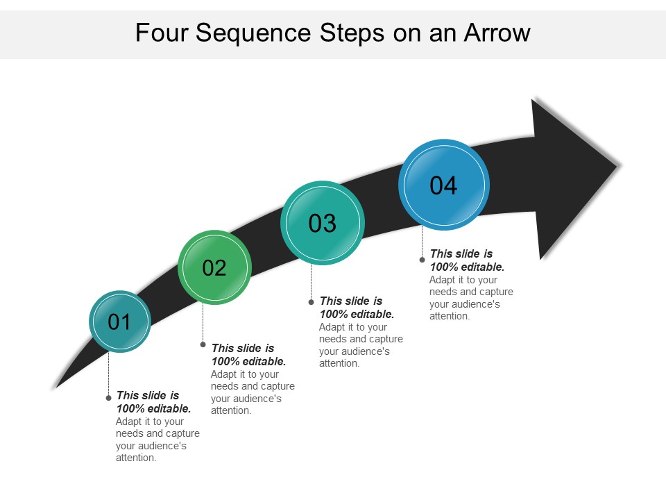 Four Sequence Steps On An Arrow Ppt PowerPoint Presentation Inspiration Layout