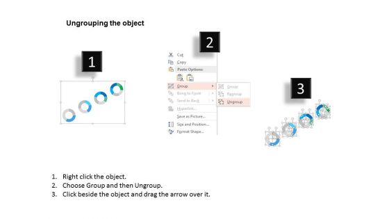 Four Sequential Pie Charts For Data Representation Powerpoint Template