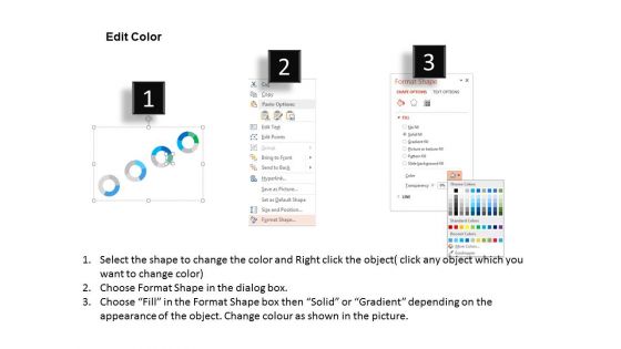 Four Sequential Pie Charts For Data Representation Powerpoint Template