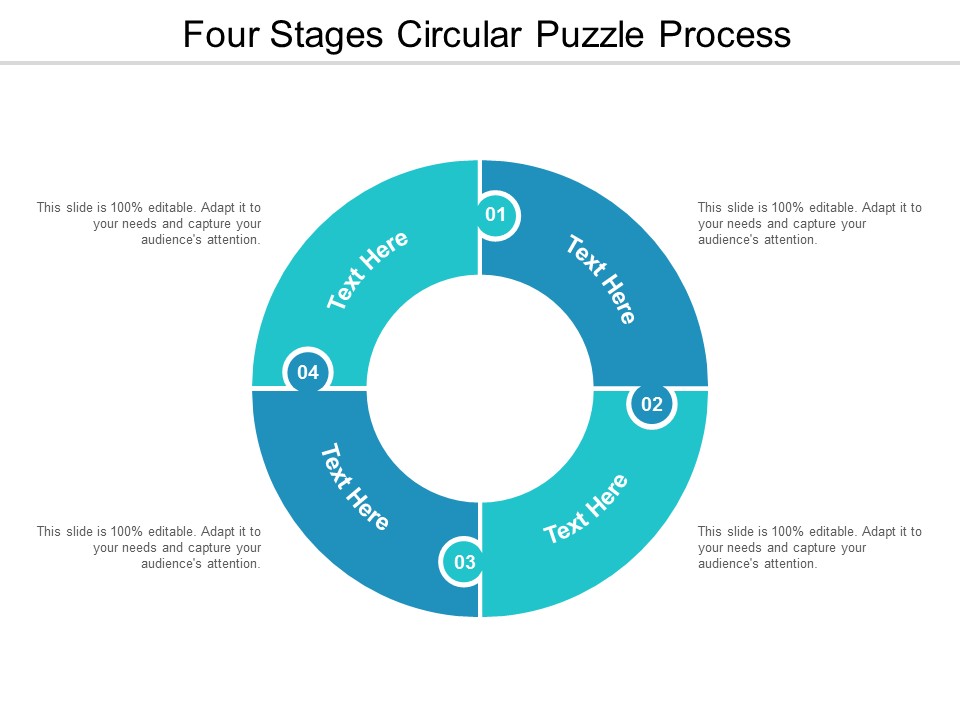 four stages circular puzzle process ppt powerpoint presentation infographics example