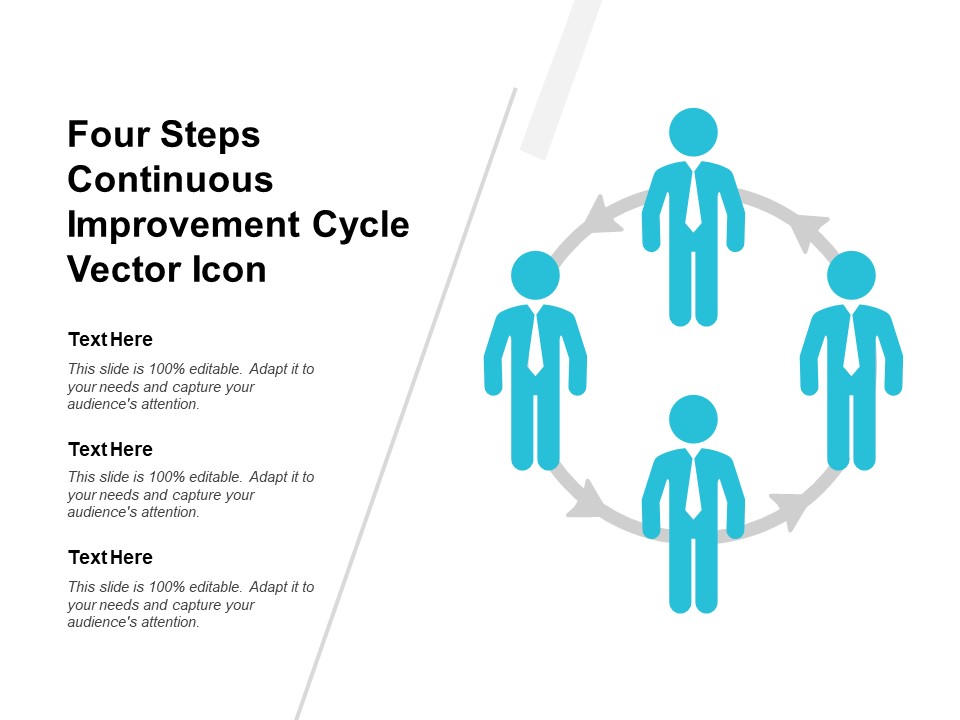 Four Steps Continuous Improvement Cycle Vector Icon Ppt PowerPoint Presentation File Show