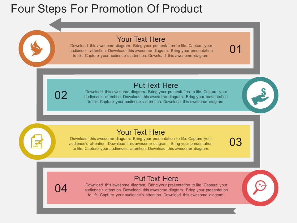 Four Steps For Promotion Of Product Powerpoint Template