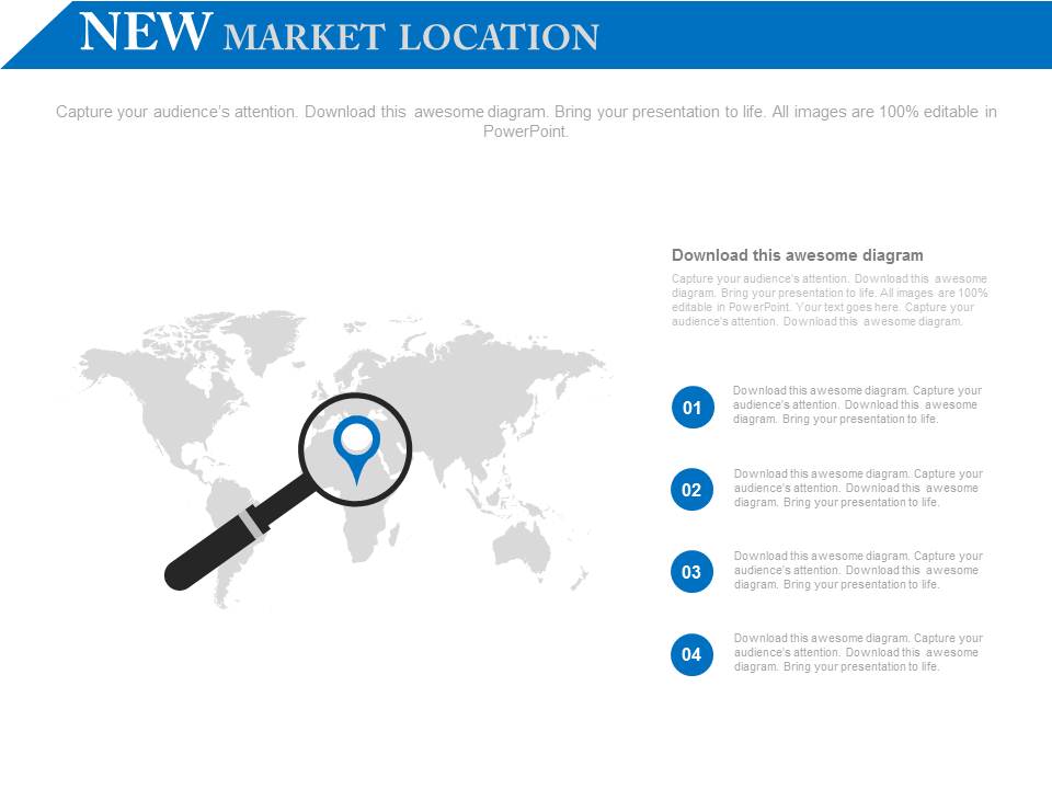 Four Steps Global Search Diagram PowerPoint Slides