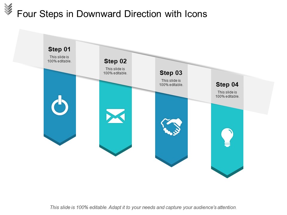 Four Steps In Downward Direction With Icons Ppt PowerPoint Presentation Visual Aids Styles