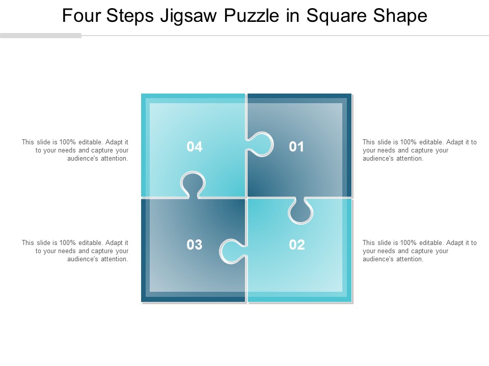 Four Steps Jigsaw Puzzle In Square Shape Ppt Powerpoint Presentation Show Visual Aids
